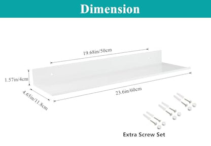 Z metnal White Floating Shelves, Wall Shelf, Metal Square Shelf for Display Collection, Aluminum, Wall Mounted, White, 24 inch, Set of 2 - color: White, size: 24 inch (2 Pack)