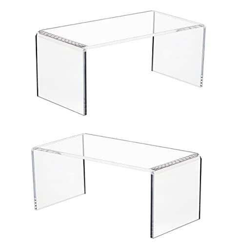 Jusalpha 2 PC Clear Acrylic Risers, Acrylic Display Risers Shelf Showcase Fixtures for Jewelry, Display Stand for Amiibo Funko POP Figures, Cupcakes, Food Display, Cabinet- (8''x 4''x 4.5'', 2 sets) - size: 8''x 4''x 4.5''