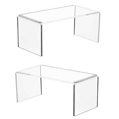 Jusalpha 2 PC Clear Acrylic Risers, Acrylic Display Risers Shelf Showcase Fixtures for Jewelry, Display Stand for Amiibo Funko POP Figures, Cupcakes, Food Display, Cabinet- (8''x 4''x 4.5'', 2 sets) - size: 8''x 4''x 4.5''