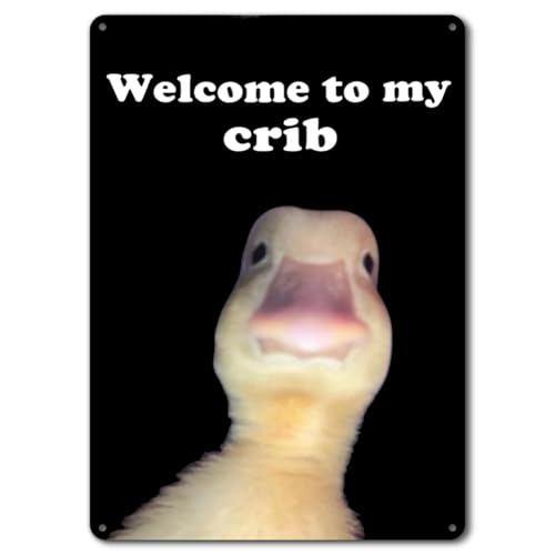 Welcome to My Crib Tin Sign for Teen Girls Boy, Bedroom/Gaming Room Bar Cave Door Decor, Dorm Wall Accessories Cool Things, Funny Metal Tin Signs Funny Decor Cute Thing 12 x 8 Inch