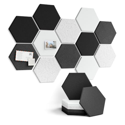 Fluxynara Hexagon Cork Board Alternative for Walls Decor-12-Pack Felt Bulletin Board Tiles,with 70 Adhesive Tabs for Office,Classrooms & Home Pin Board Felt Board-Concrete Echo - color: Concrete Echo-1, size: 12-Pack