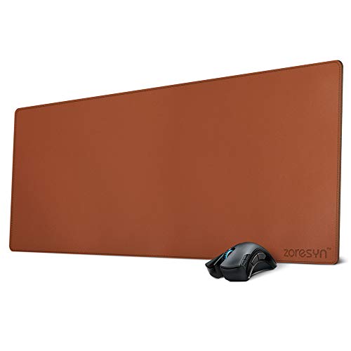 ZORESYN Large Desk Mat 35.4" x 15.8", PU Leather Desk Pad, Waterproof Mouse Pad & Writing Mat for Office, Home & Gaming (Brown) - color: Light Brown, size: 35.4L x 15.8W inches