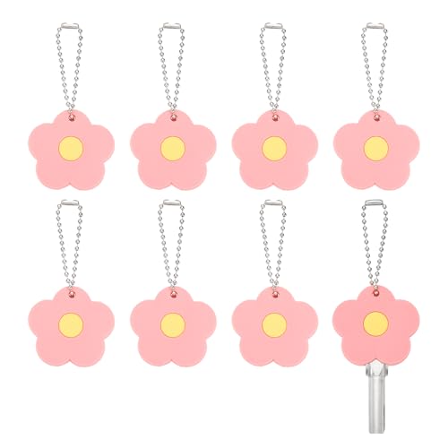 PATIKIL 8Pcs Key Covers Caps, PVC Flower Key Identifiers Markers Tags Covers Case Shell Head Protector Caps Toppers for 1.18" Flat for Office House Apartment Accessories, Pink - color: Pink, size: 1.18"