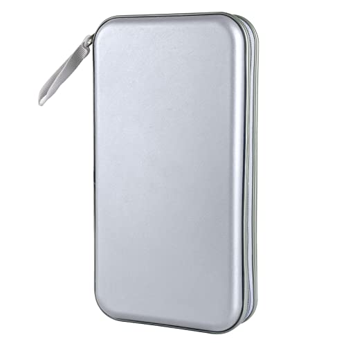 Siveit CD Case Holder, 80 Capacity CD/DVD Case Holders Wallet Hard Plastic CD DVD Disc Cases Storage Binder for Car Home Office Travel (Grey) - color: Silver