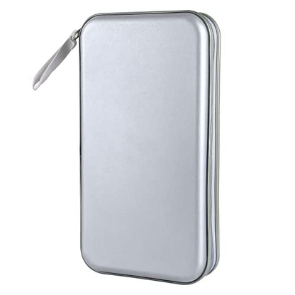 Siveit CD Case Holder, 80 Capacity CD/DVD Case Holders Wallet Hard Plastic CD DVD Disc Cases Storage Binder for Car Home Office Travel (Grey) - color: Silver
