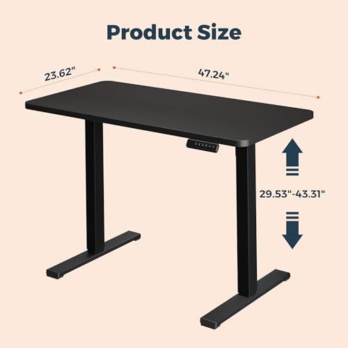 One-Piece Standing Desk 47 x 24 Inches, Small Adjustable Height Desk， Electric Sit Stand Desks Home Office Computer Workstation, Black - color: Black, size: 4724