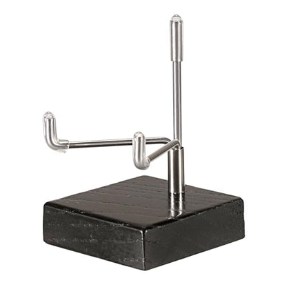 Hipiwe Adjustable Stainless Steel Arms Display Stand Wooden Base Rock Display Small Display Easel Holder for Displaying Fossil Coral Geodes Rock Mineral Agate Plate Seashell and Photos, 2"x2"x3.1" - size: Small