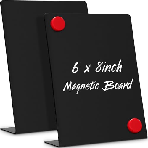 Fainne 2 Pcs Magnetic Board Stand Metal Magnet Bulletin Board Magnet Display with Easel for Tabletop for Back to School Memo Menu Table Office Kitchen Supplies (Black,6 x 8 Inches) - color: Black, size: 6 x 8 Inches