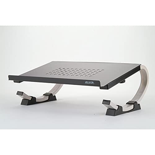Allsop Redmond Adjustable Laptop Stand, Vented Curved Sturdy Metal Ergonomic Riser, Black (ASP30498) - style: Laptop Stand