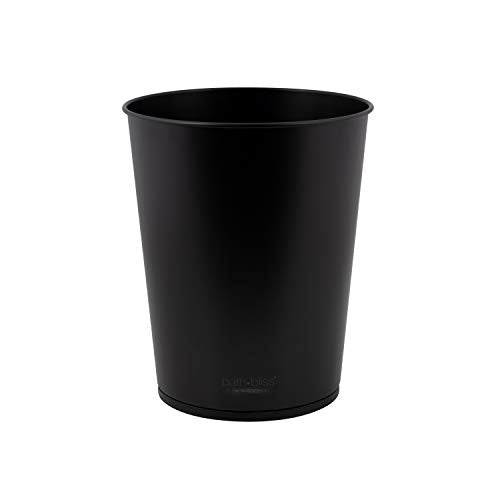 Bath Bliss 5 Liter Small Wastebasket | Round Open Top | Trash Can | Bathroom | Bedroom | Kitchen | Office | Dorm | Disposal Waste Bin | Garbage | Matte Black - color: Black, size: 1 Pack