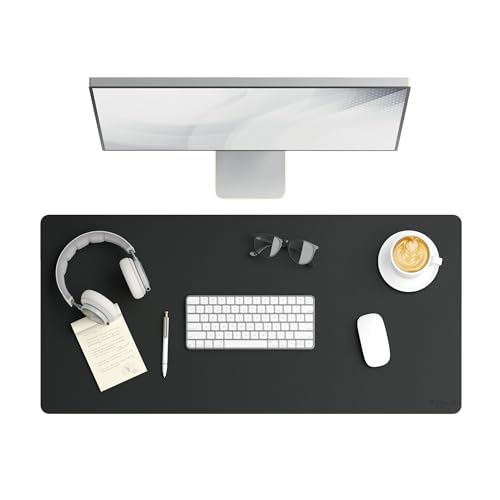 Smead Desk Pad, Vegan Leather Desk Mat with Non-Slip Faux Suede Backing, Perfect Desk Organizer for Office Decor, 36” x 17” Large, Charcoal (64828) - color: Dark Gray, size: 17" x 36"