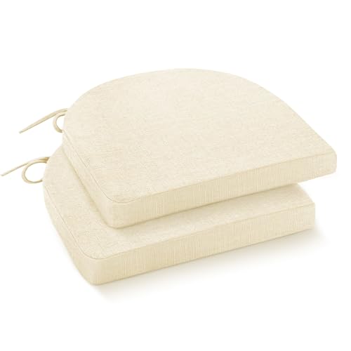 IPYNBAP Chair Cushions for Dining Chairs, Kitchen Chair Cushions, 16'' x 16'' x 2'', Non Slip Indoor Seat Cushions, Chair Pads for Dining Chairs with Ties & Removable Cover, Set of 2, Beige - color: Beige, size: 2 Count(Pack of 1)