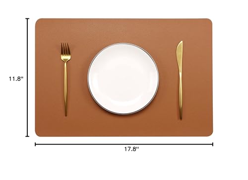 Wipeable Placemats Leather Table Mats Waterproof Heat-Resistant Easy to Clean for Dining Table Set Kitchen Table (6, Brown) - color: Brown, size: set of 6