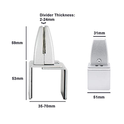 Aluminum Vertical Clamp Partition Board Acrylic Desk Divider Support Clamp for Clear Shield for Desktop Countertop Reception - color: On-board