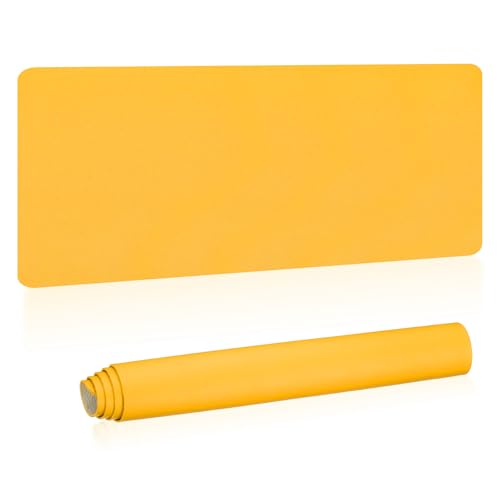 PATIKIL 48" x 17" Non-Slip Waterproof PU Leather Desk Pad Dual-Sided for Office & Home (Yellow) - color: Yellow, size: 48"x17"