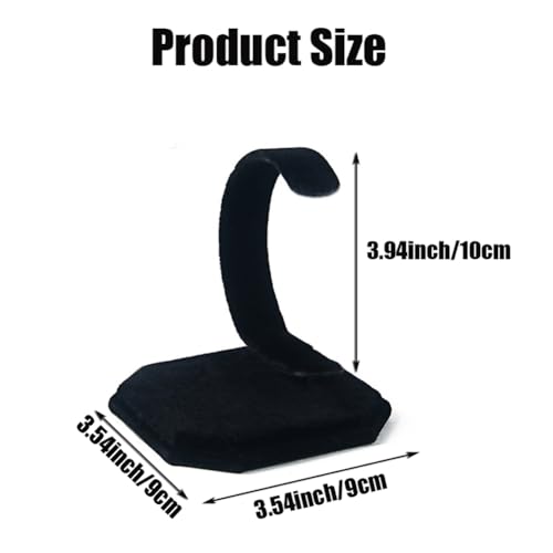 2Pcs Black Velvet Single Watch Display Stand Jewelry Showcase Holder | Fixed metal velvet display rack stores wristwatches and assorted small jewelry for retail counters and home cabinet storage