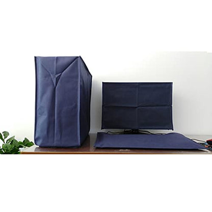 3 Pieces Computer Dust Cover Monitor + Keyboard+ Computer Host Pc Dust Proof Computer Covers Case Computer Dust Cover for Desktop Pc CPU Tower Protector (24'' Monitor Set Blue) - size: 24'' Monitor Set Blue