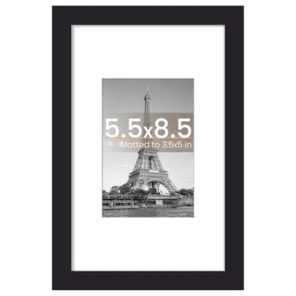 upsimples 5.5x8.5 Picture Frame, Display Pictures 3.5x5 with Mat or 5.5x8.5 Without, Wall Hanging Photo Frame, Black, 1 Pack - color: Black, size: 5.5x8.5