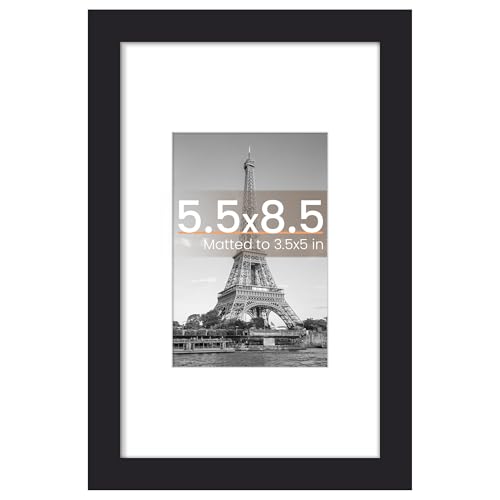 upsimples 5.5x8.5 Picture Frame, Display Pictures 3.5x5 with Mat or 5.5x8.5 Without, Wall Hanging Photo Frame, Black, 1 Pack - color: Black, size: 5.5x8.5