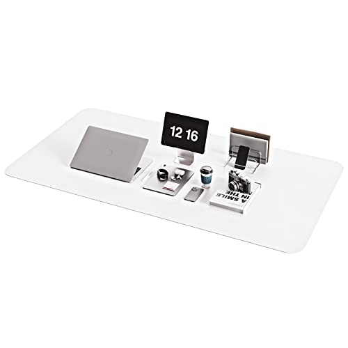 YSAGi Non-Slip Leather Desk Pad XL Size, Waterproof Laptop Computer Desk Keyboard Mat, Table Protector Blotter Mat, Large Mouse Pad for Office/Work/Home/Decor(White, 47.2" x 23.6")-No Band - color: White, size: 47.2" x 23.6"