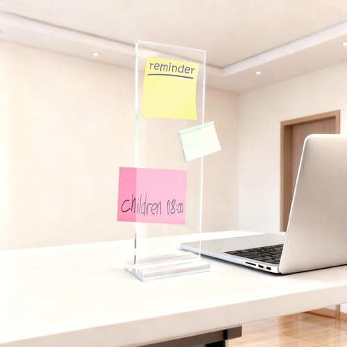Removable Sticky Note Holder Double-Sided Acrylic Desktop Memo Message Board Transparent Adhesive Note Organizer for Any Computer and Laptop for Home Office School (Not Easy to Fall Off)