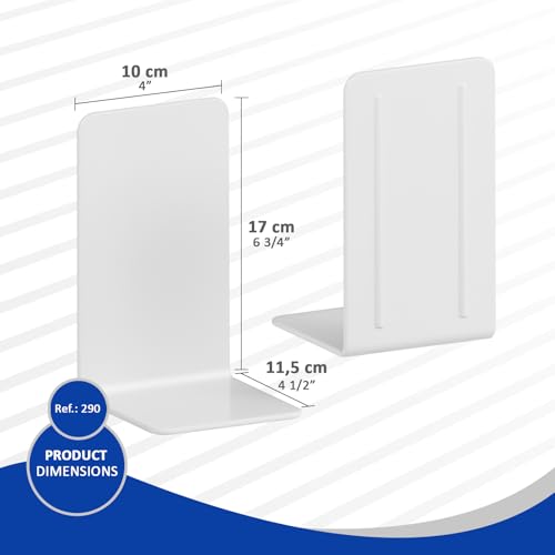 Acrimet Plastic Bookends for Bookcases, Shelves and Desktop, Plastic Book Holders (White Color) (1 Pair) - color: White