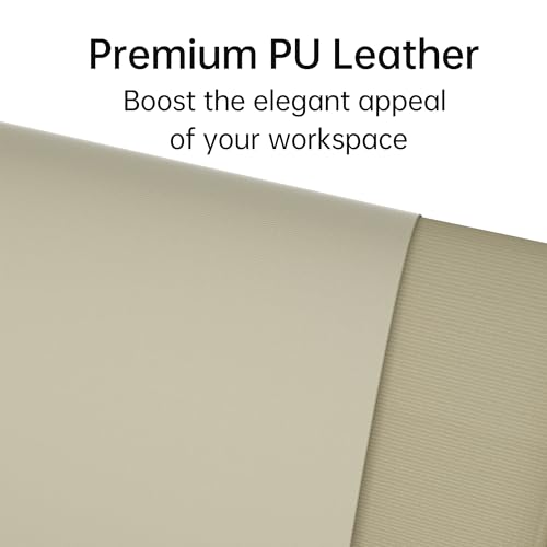 Leather Desk Pad, Non-Slip Suede Base, Stitched Edges, Dust-Proof Easy-Clean Surface, Mouse Pad & Desk Protector for Office and Home, Apricot White 23.6" x 11.8"