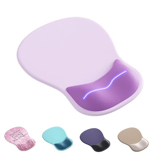 Ergonomic Mouse Pad with Wrist Rest,Cute Gel Mousepad Wrist Support - Small Mini Portable for Travel Mouse Pads for Desk Laptop,Computer,Office & Home Decor (Lavender Purple) - color: K-Lavender Purple
