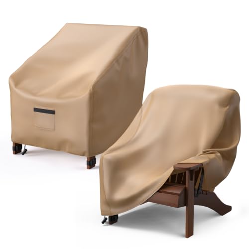 Adirondack Chair Covers for Outdoor Furniture Waterproof 2 Pack, Lawn Outdoor Chair Covers Heavy Duty Oxford Cloth, Large Covers for Lounge Lawn Deep Seat 32" W x 34" D x 36" H, Brown - color: Brown, size: 32" W x 34" D x 36" H