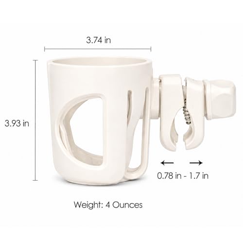 New Stroller Cup Holder for Stanley Quencher H2.0 (30 & 40 Oz. Models), Also Compatible with Stanley IceFlow (20 & 30 Oz. Models) - Almond White - color: Almond White