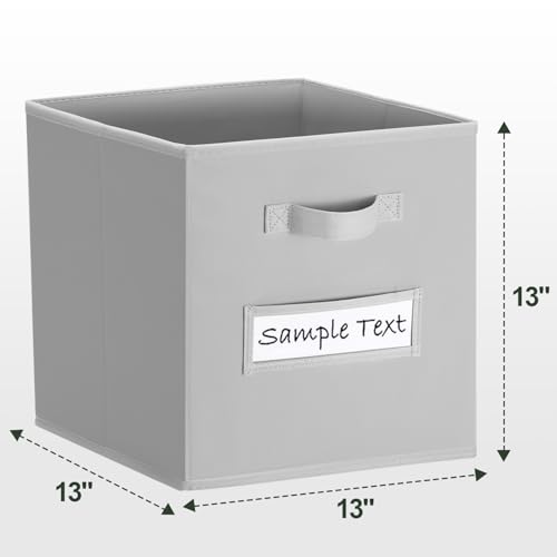 13x13 storage cube bins (Set of 10) Foldable Fabric storage cubes with 10 Labels Window Cards & a Pen,13 inch cube storage bins,Closet Organizers for Shelves,Cubby Organizer Boxes,Light Gray - color: Light Grey, size: 13"