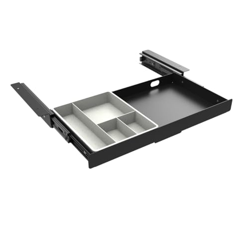 Under Desk Slide Out Pencil Drawer, Storage Organizer 15 Inch Wide, Ball-Bearing Slides, Black (8x14.4 Inch)