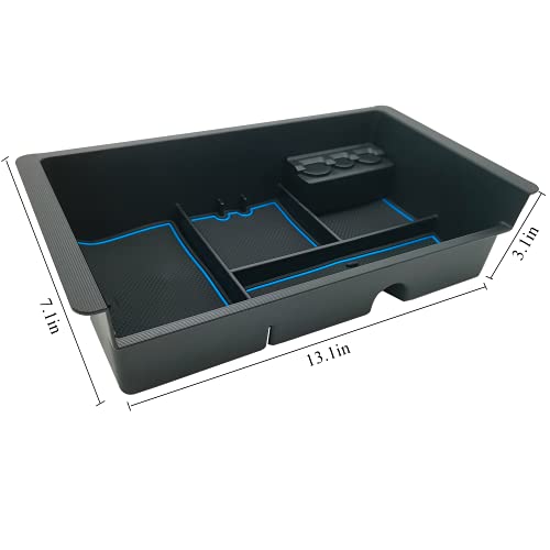 Center Console Tray Organizer Compatible with 2014-2018 GMC Sierra Accessories, (2015-2020) Yukon/Chevy Tahoe Silverado Suburban, Armrest Storage Box Replaces 22817343 (Blue) - color: Blue
