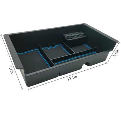 Center Console Tray Organizer Compatible with 2014-2018 GMC Sierra Accessories, (2015-2020) Yukon/Chevy Tahoe Silverado Suburban, Armrest Storage Box Replaces 22817343 (Blue) - color: Blue