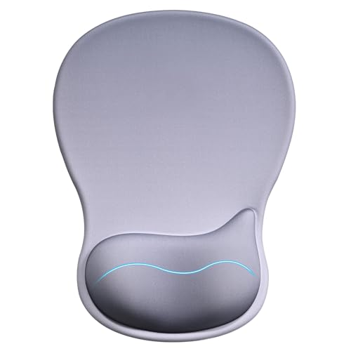 EooCoo Ergonomic Mouse Pad with Gel Wrist Rest Support Middle Concave Design, Relieve Wrist Pain Mousepad, Non-Slip Base for Laptop, Computer, Office Desk Accessories, Carpal Tunnel Syndrome Grey - color: Grey