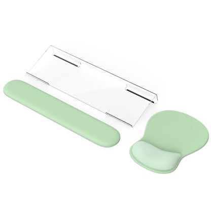 iCasso Keyboard Wrist Rest,Ergonomic Mouse Pad with Wrist Support,Acrylic Clear Keyboard Stand for Desktop,Non-Slip Mousepad Set for Office Home Gaming (Green) - color: Green