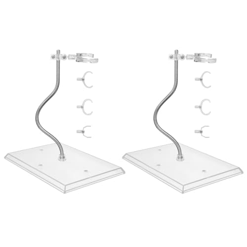 Action Figure Stand with Adjustable Metal Arm, Action Figure Display Holder Stand Compatible with 6 Inch Marvel Legends, HG RG BB SD SHF & Gundam 1/144 Models, Comes with Screwdriver（2Pcs Clear）