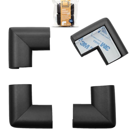 Roving Cove HeftyFit Corner Protector for Baby (4 Large Corners), Heavy-Duty Soft Rubber Foam Furniture Corner Bumper Guards, 3M Adhesive Pre-Taped, Onyx Black - color: Onyx Black, size: Large 4 Count (Pack of 1)