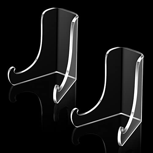 Chunful 2 Pieces Acrylic Plate Stands Clear Acrylic Easels Display Stands with Deep Support Shelves for Display Card Holder Photos Book Picture Table Top Holder Home Decors (3 x 2.6 x 2.2 Inch) - size: 3 x 2.6 x 2.2 Inch