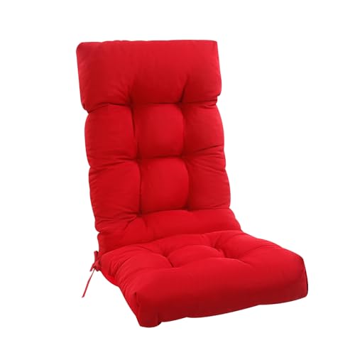 High Back Rocking Chair Cushion, Waterproof and Anti Slip Tufted Rocking Chair Pad with Ties, Rocker Seat Cushions for Indoor, Porch, Outdoor Patio, Wine Red - color: Wine Red, size: Set of 1