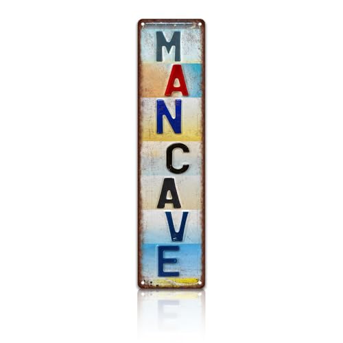 Vintage Man Cave Wall Decor Street Signs Metal Tin Signs 4 x 16 Inches - color: Man Cave