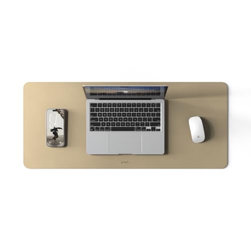 POUT TekDec Mat – Vegan Leather Desk Pad (31.5×13.4in / 80×34cm), Water-Resistant Surface, Anti-Slip Base, Scratch & Heat Protection, Multi-Functional Writing & Mouse Pad – Texas Sand - color: Texas Sand