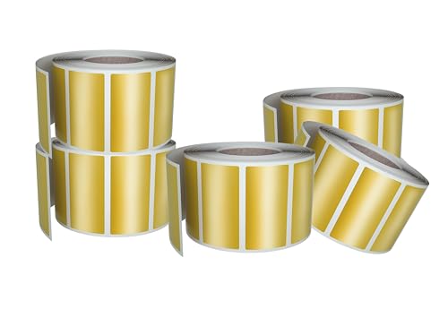 Gold Sticker Label Rolls 1.57 x 0.75 inch, 5 Rolls- 2500-Pack, Rectangular Easy Write Labels 40mmx19mm by Royal Green - color: Gold, size: 2500