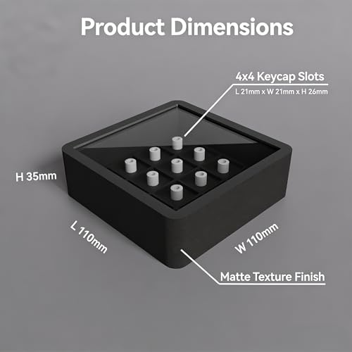 16-Slot Artisan Keycap Case: 22mm Extra-Deep Storage Box with Magnetic Lid | Fits SA, MT3 & High-Profile Resin Sculptures | Matte Black Industrial Desktop Display - color: Matte Black