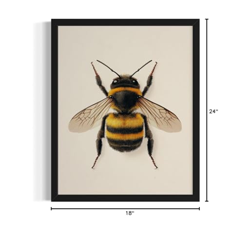 Bumblebee Wall Art Print Poster, Insect Posters Prints Enntomological Painting Artwork 221 (Bumblebee, 18 x 24 inches, Unframed) - color: Bumblebee, size: 24"L x 18"W