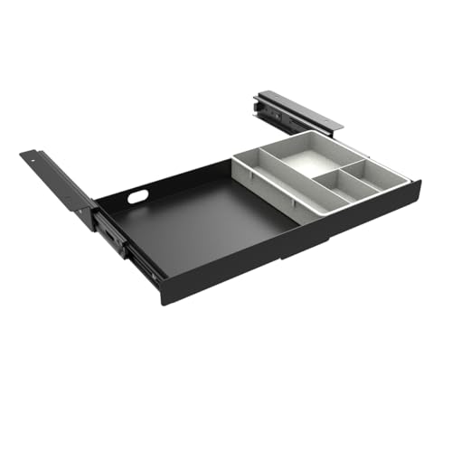 Under Desk Slide Out Pencil Drawer, Storage Organizer 15 Inch Wide, Ball-Bearing Slides, Black (8x14.4 Inch)