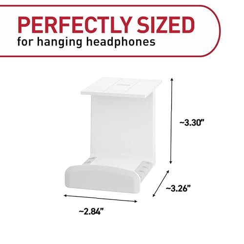 Command Headphone Hanger, 1 Holder and 4 Strips, Holds a 2.7" Wide Band, White, Great for Damage-Free Electronics Organization for Wired or Wireless Headphones - color: White