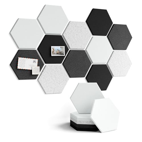 Fluxynara Hexagon Cork Board Alternative for Walls Decor-12-Pack Felt Bulletin Board Tiles,with 30 Pushpins,70 Adhesive Tabs for Office,Classrooms & Home Pin Board Felt Board-Concrete Echo - color: Concrete Echo, size: 12-Pack
