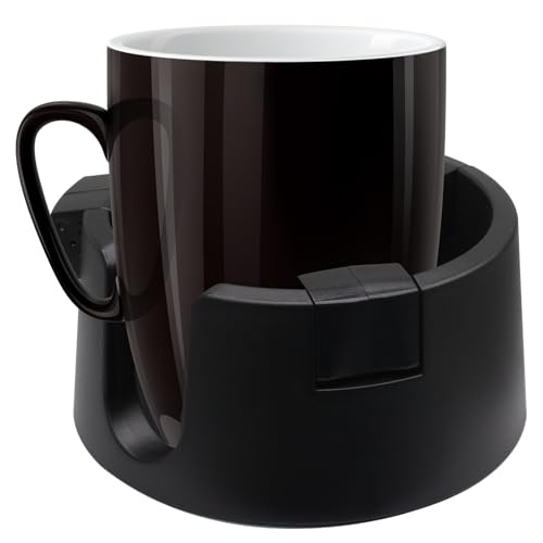Bonsicoky Anti Spill Cup Holder - Adjustable Plastic Drink Holder - Adhesive Desk Cup Holder for Home Office Couch Table - Black - color: Black