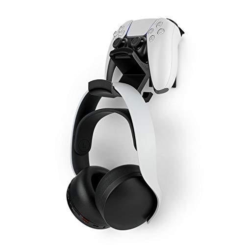 BRAINWAVZ The Colossus [PS5 Edition] DualSense Gamepad Controller & Headphone Hanger Holder Mount for PlayStation PS5 Game Controller and Pulse 3D headset, No Screws, Strong VHB Adhesive (Black) - color: PS5 Colossus